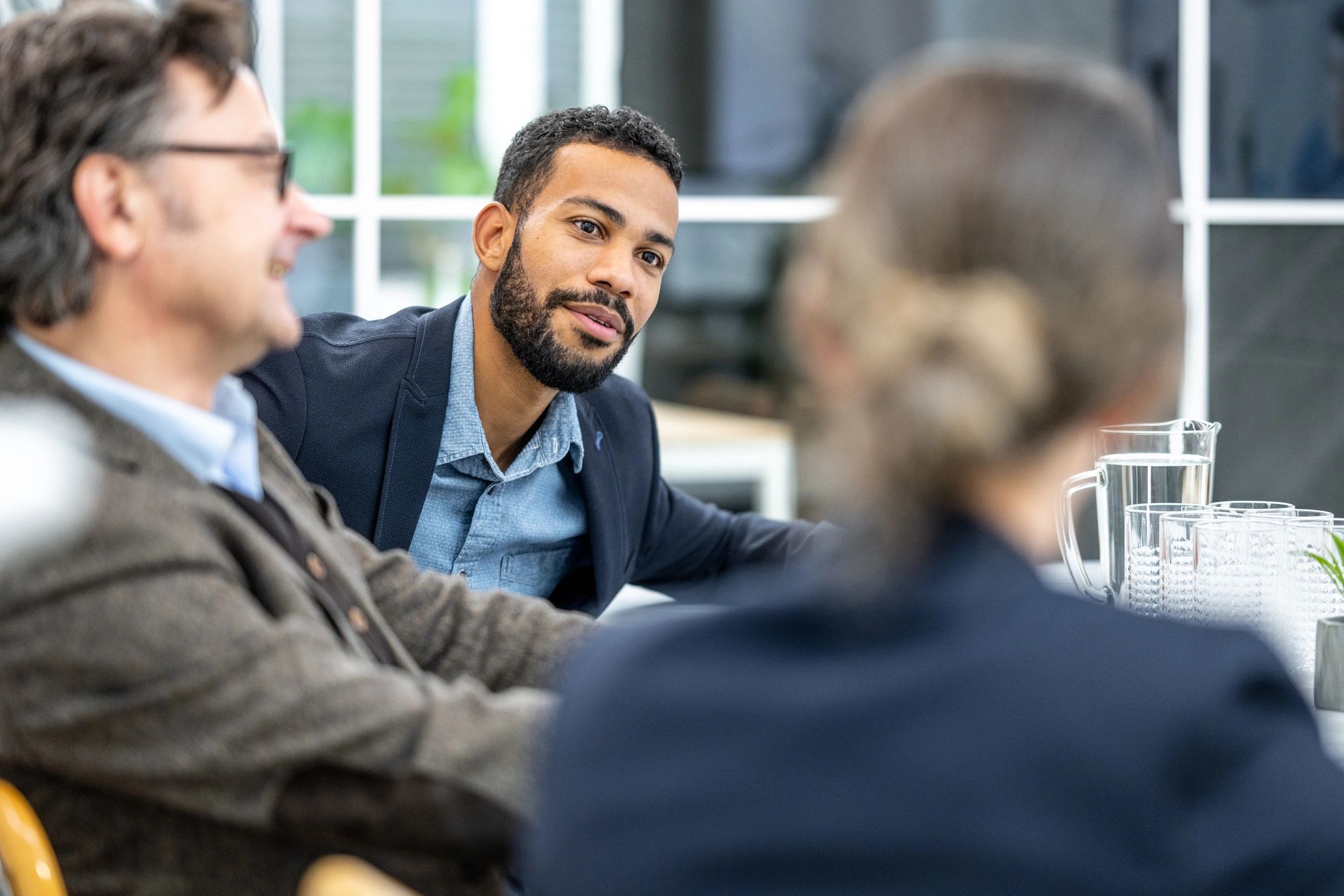 Executive strategy meeting in a modern office